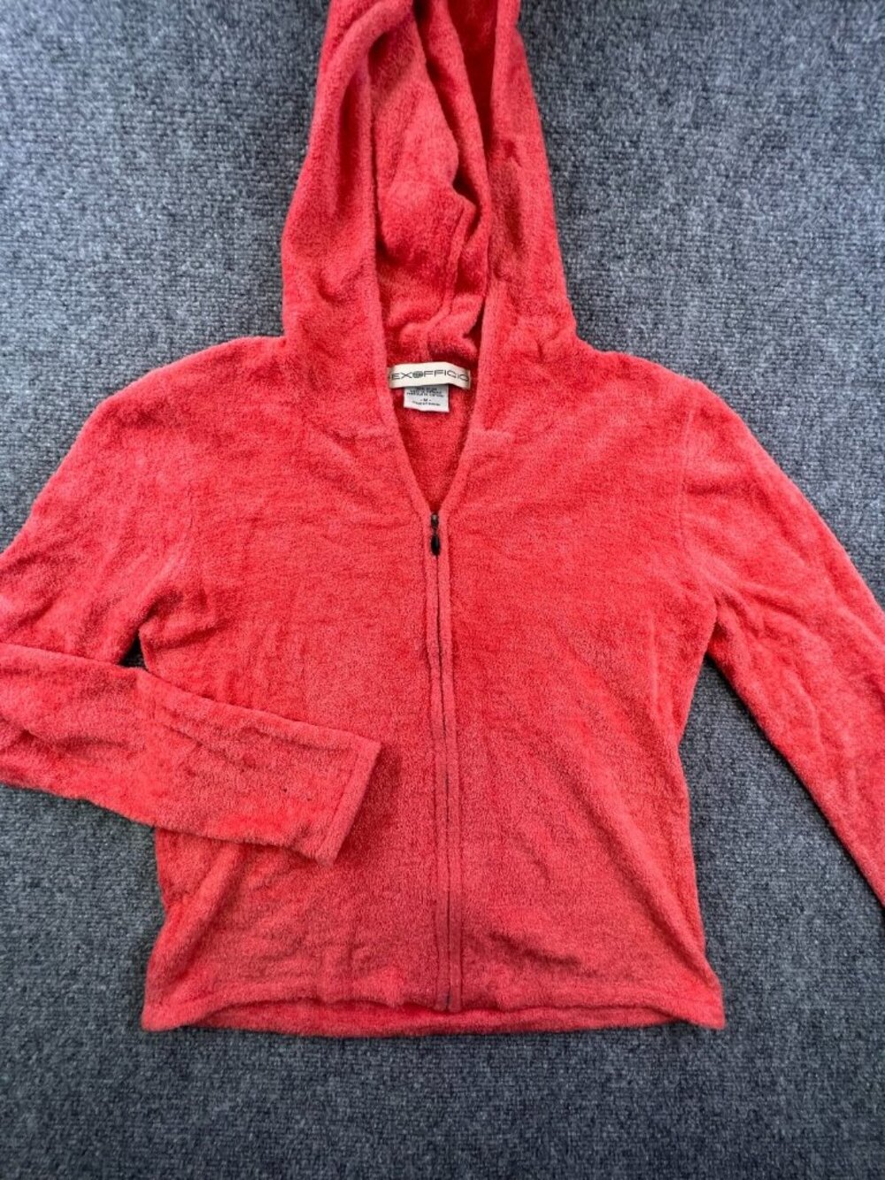 ExOfficio FUZZY SOFT Jacket Orange Women’s Medium Hooded Full Zip Long Sleeve